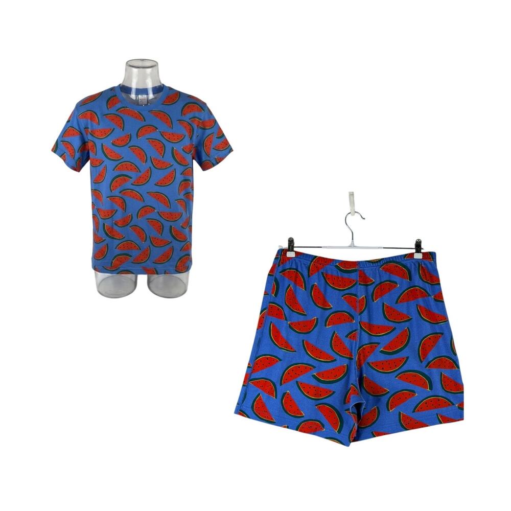 Hanna Andersson Organic Cotton Watermelon Print Pajama Set Blue Red Womens XXL